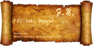 Füleki Manna névjegykártya